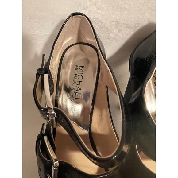 NEW Michael Kors Desert Double Buckle Black Patent Leather 7.5M - Picture 9 of 15